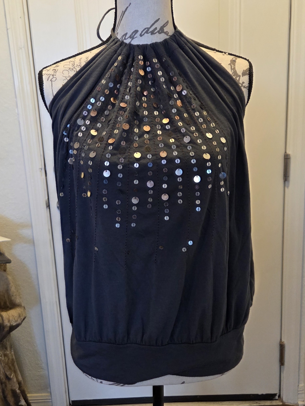 Halter Evening Sequined Top By Weavers